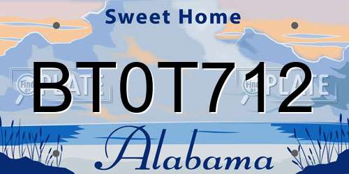 BT0T712 Alabama License Plate
