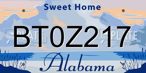 BT0Z217 Alabama License Plate