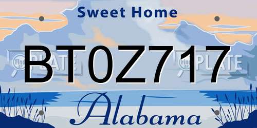 BT0Z717 Alabama License Plate