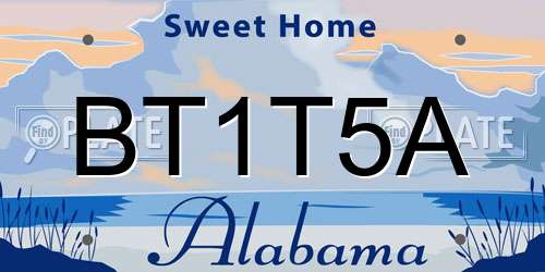 BT1T5A Alabama License Plate