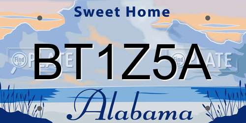 BT1Z5A Alabama License Plate