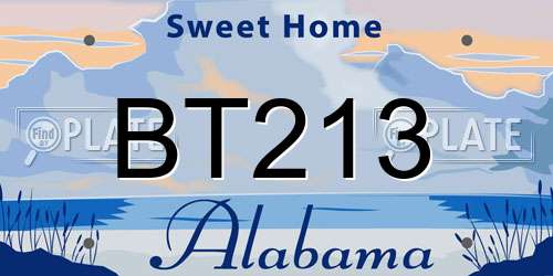 BT213 Alabama License Plate