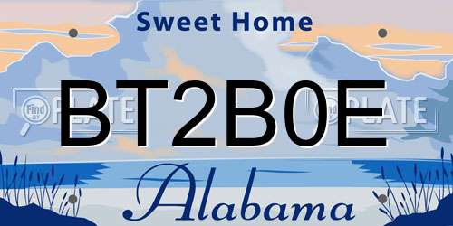 BT2B0E Alabama License Plate