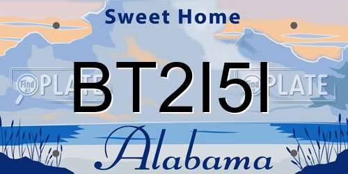 BT2I5I Alabama License Plate