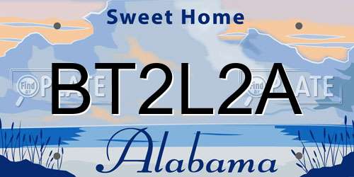 BT2L2A Alabama License Plate