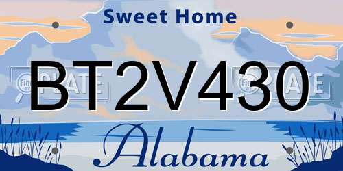 BT2V430 Alabama License Plate