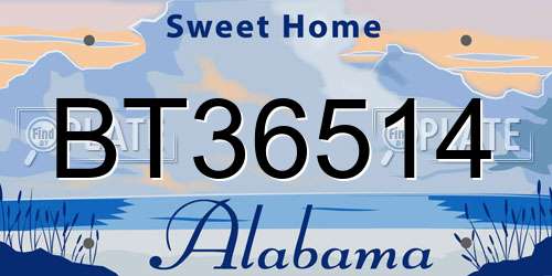 BT36514 Alabama License Plate