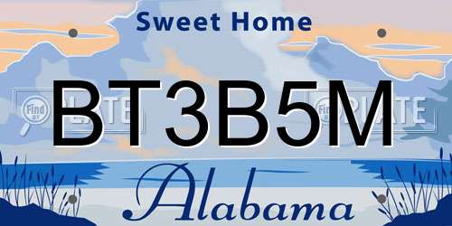BT3B5M Alabama License Plate