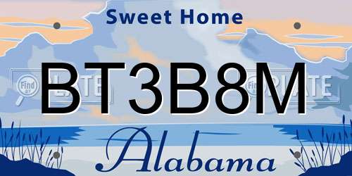 BT3B8M Alabama License Plate