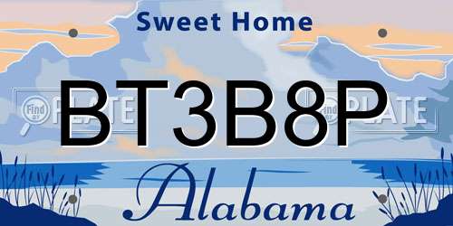 BT3B8P Alabama License Plate