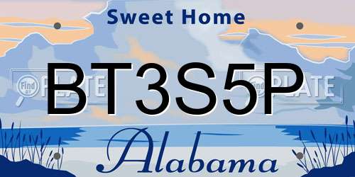 BT3S5P Alabama License Plate