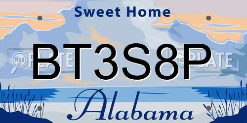 BT3S8P Alabama License Plate