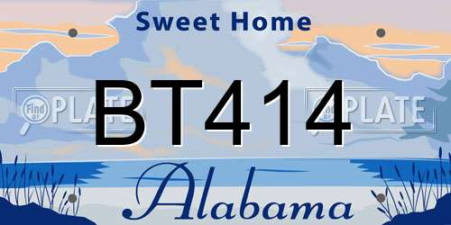 BT414 Alabama License Plate