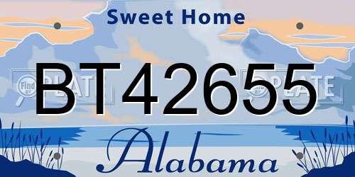BT42655 Alabama License Plate