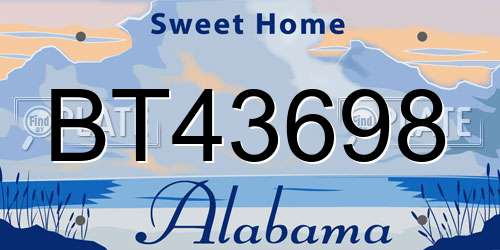 BT43698 Alabama License Plate