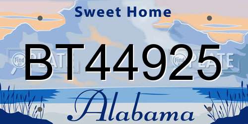BT44925 Alabama License Plate
