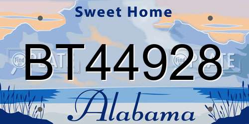 BT44928 Alabama License Plate