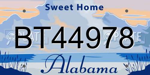 BT44978 Alabama License Plate