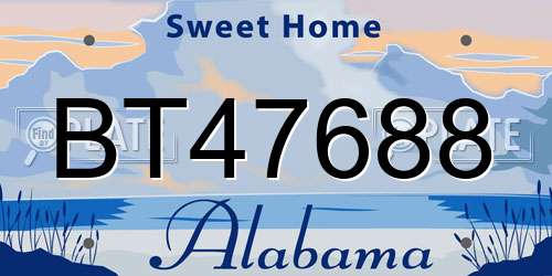 BT47688 Alabama License Plate