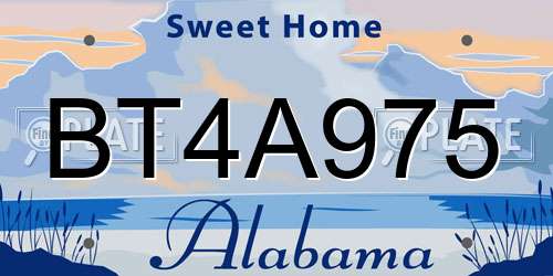 BT4A975 Alabama License Plate