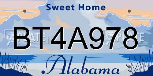 BT4A978 Alabama License Plate