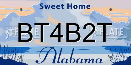 BT4B2T Alabama License Plate