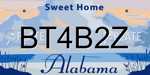 BT4B2Z Alabama License Plate