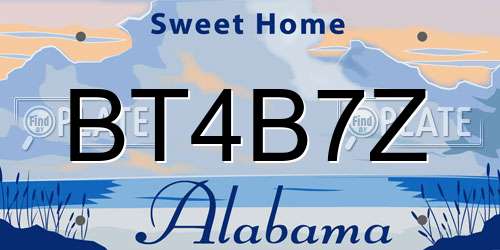 BT4B7Z Alabama License Plate