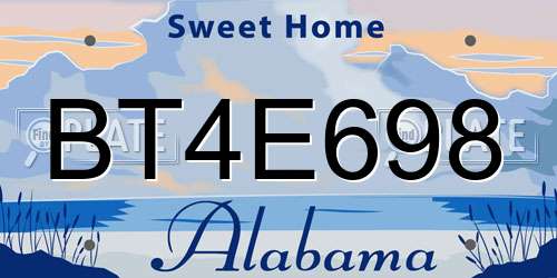 BT4E698 Alabama License Plate