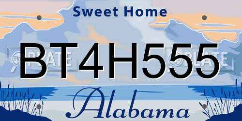 BT4H555 Alabama License Plate