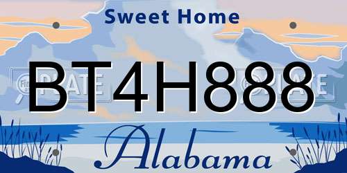 BT4H888 Alabama License Plate