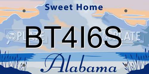 BT4I6S Alabama License Plate
