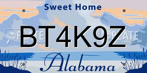 BT4K9Z Alabama License Plate