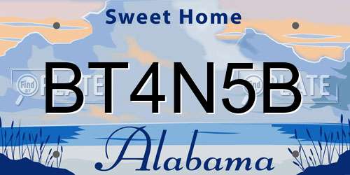 BT4N5B Alabama License Plate