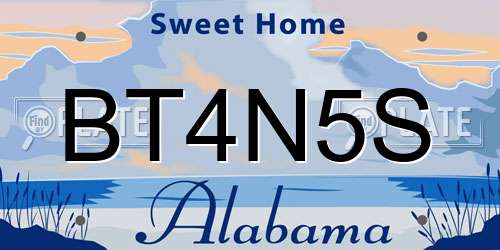 BT4N5S Alabama License Plate
