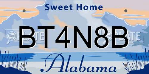 BT4N8B Alabama License Plate