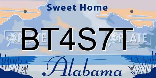 BT4S7T Alabama License Plate