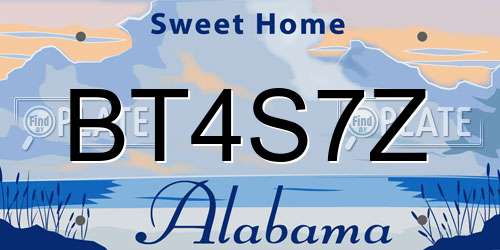BT4S7Z Alabama License Plate