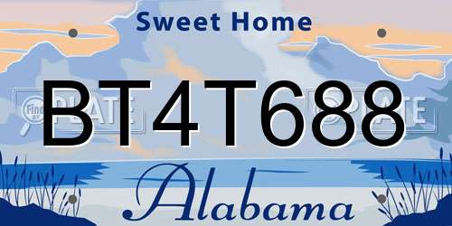 BT4T688 Alabama License Plate