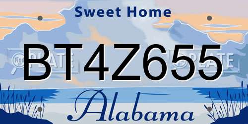 BT4Z655 Alabama License Plate