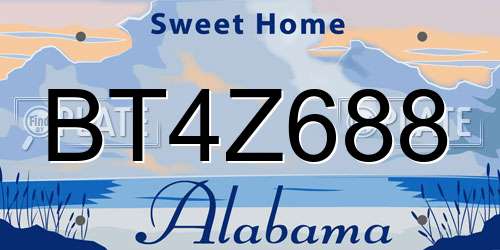 BT4Z688 Alabama License Plate