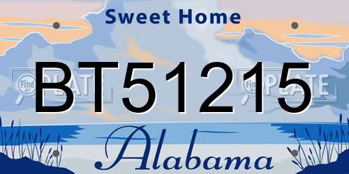 BT51215 Alabama License Plate