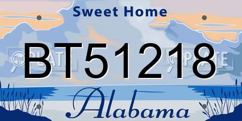 BT51218 Alabama License Plate