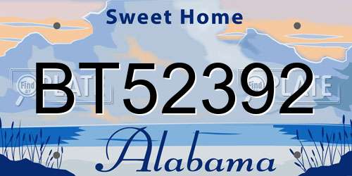 BT52392 Alabama License Plate