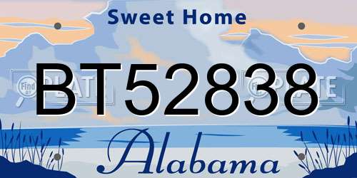 BT52838 Alabama License Plate