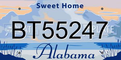 BT55247 Alabama License Plate