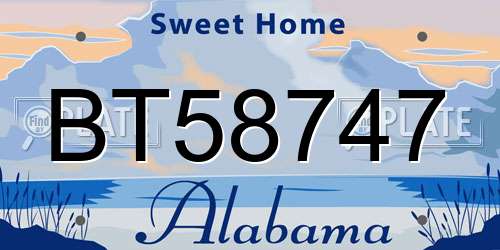 BT58747 Alabama License Plate