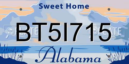BT5I715 Alabama License Plate