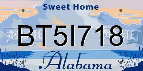 BT5I718 Alabama License Plate