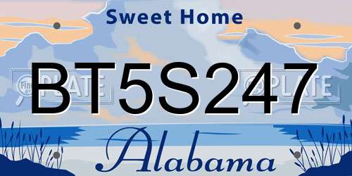 BT5S247 Alabama License Plate